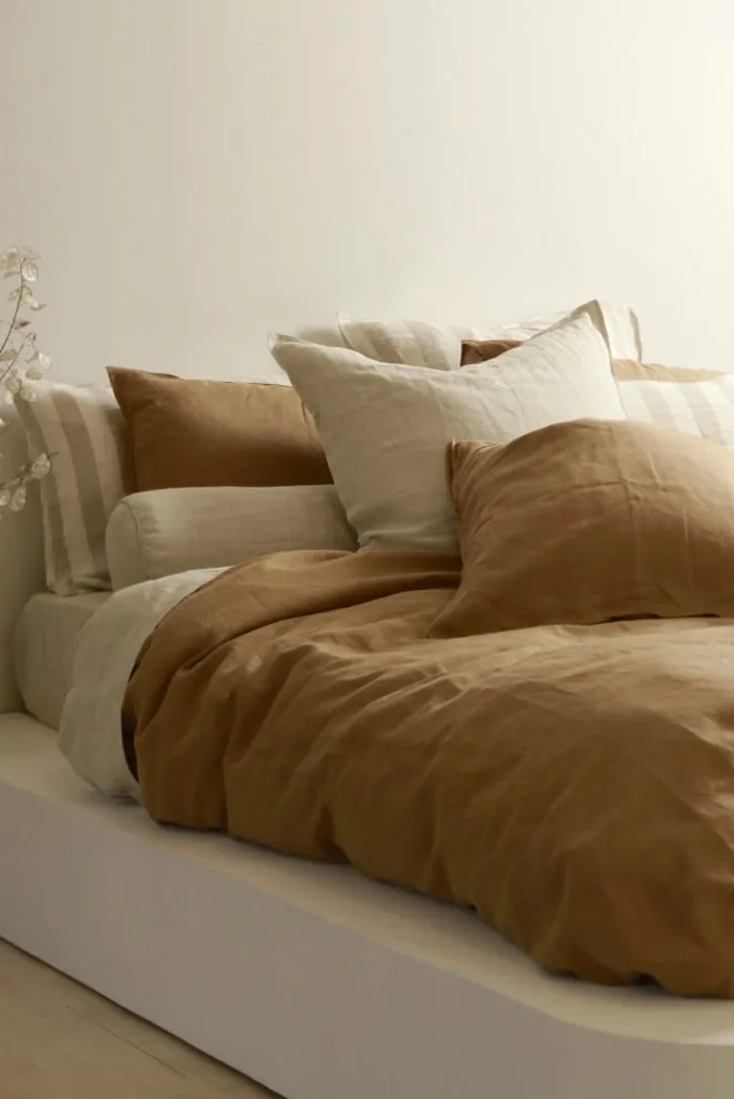 100% French Flax Linen Duvet Cover Set - Ginger - King