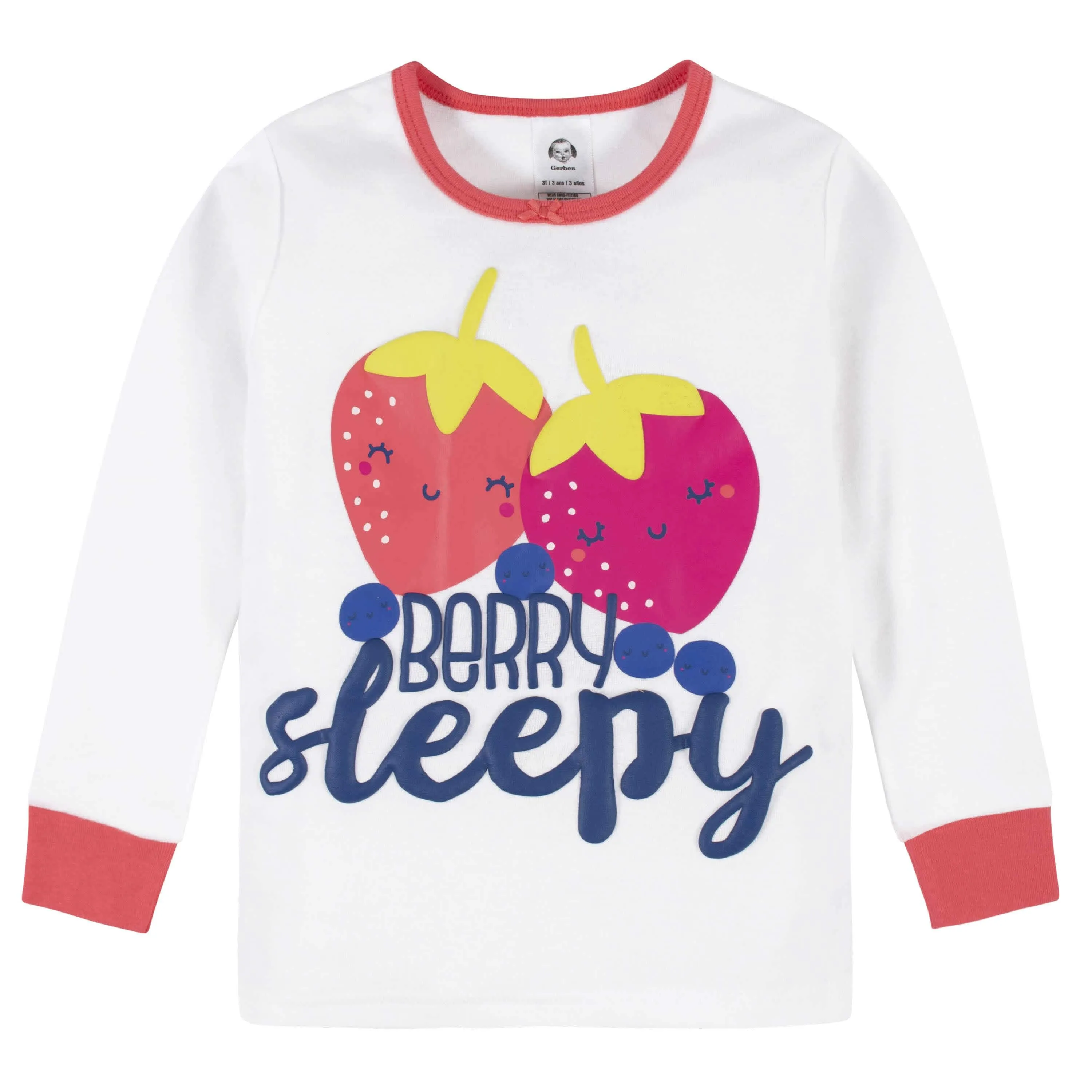 4-Piece Girls Berries Snug Fit Cotton Pajamas