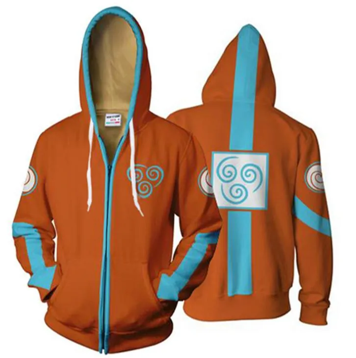 Avatar: The Last Airbender Hoodie 3D Printed Zip Up Polyester Hip Hop Men Hooded Hoodie for Spring Autumn Sportswear