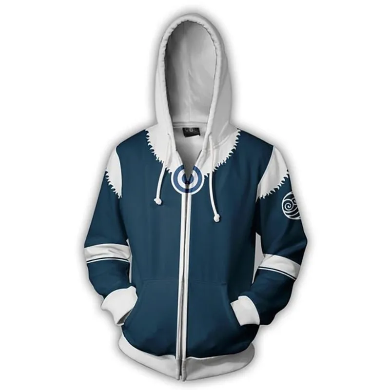 Avatar: The Last Airbender Hoodie 3D Printed Zip Up Polyester Hip Hop Men Hooded Hoodie for Spring Autumn Sportswear