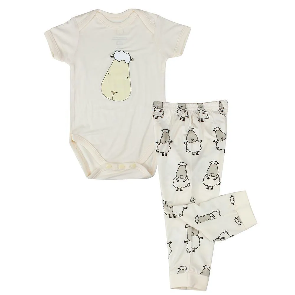 Baa Baa Sheepz Short Sleeve Onesie   Pants - Butter Big Face   Butter Big Sheep