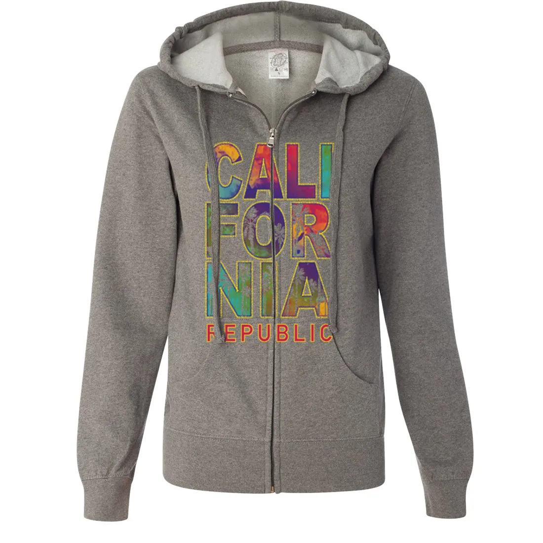 California Pastel Stitched Style Ladies Lightweight Fitted Zip-Up Hoodie