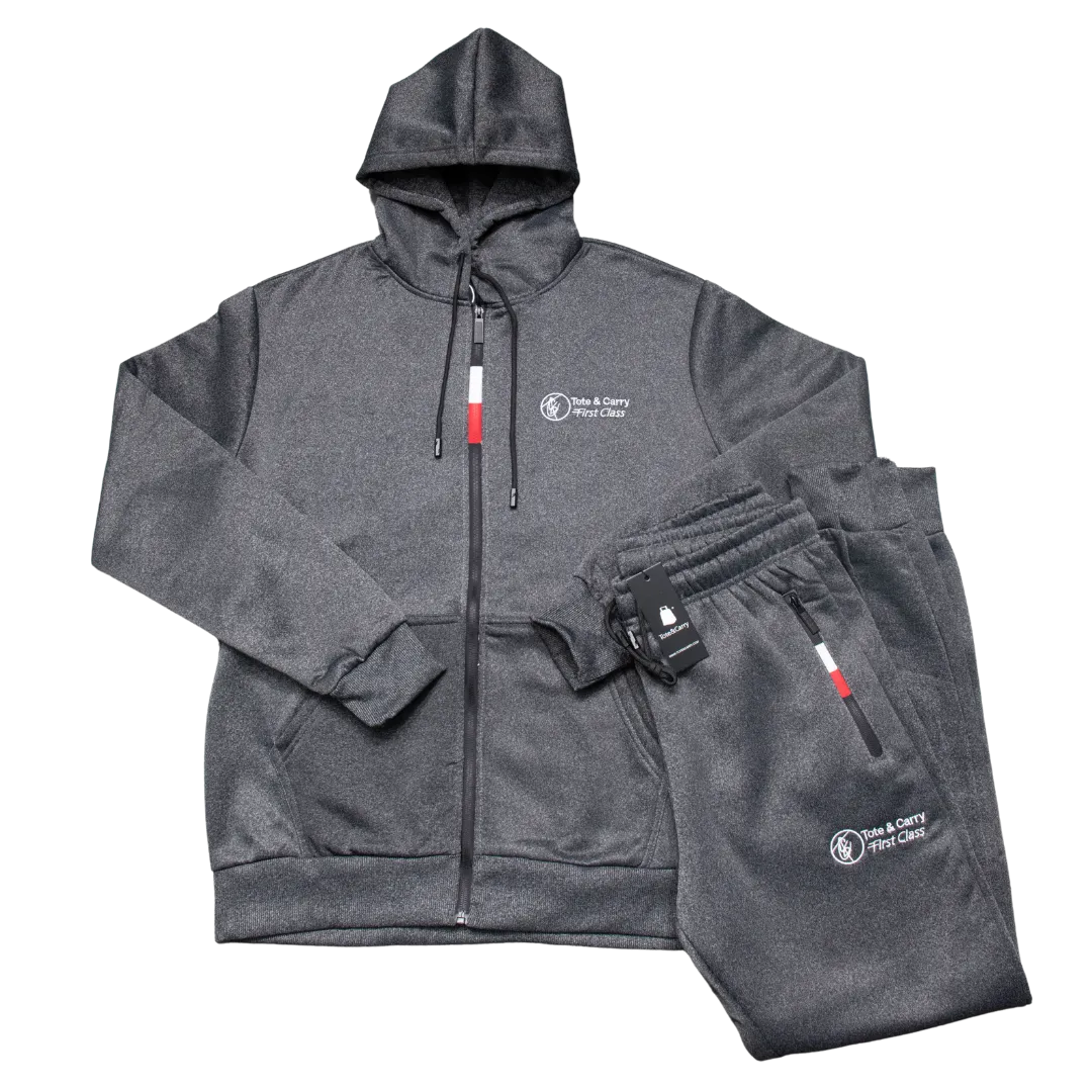 Charcoal Grey First Class Full Zip Hoodie Track Suit