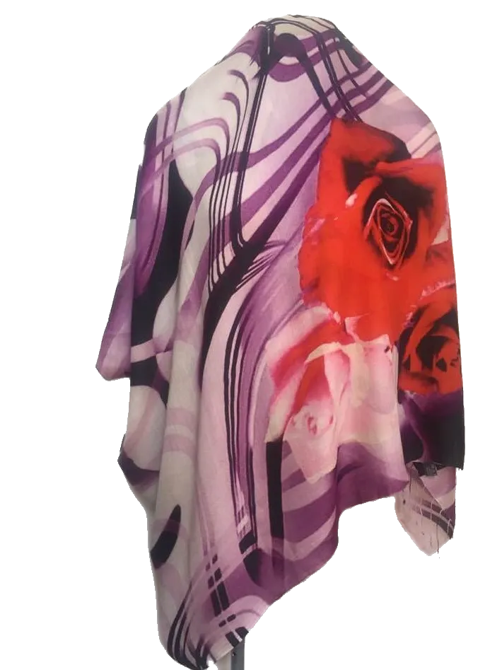 Designer Silk Scarf - Pink Rose