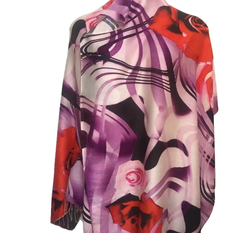 Designer Silk Scarf - Pink Rose