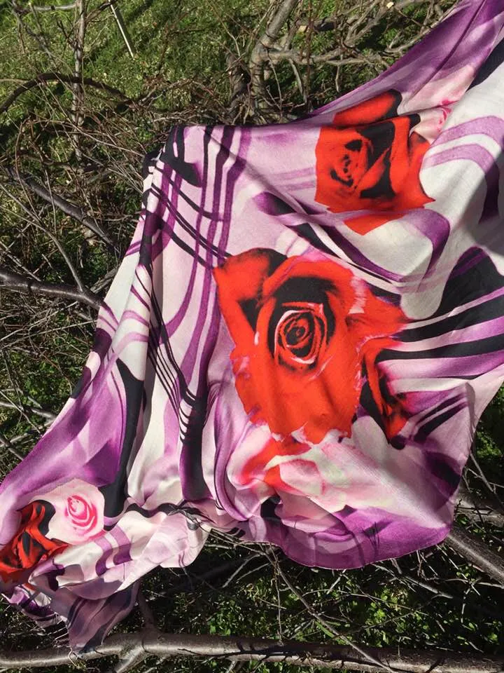 Designer Silk Scarf - Pink Rose