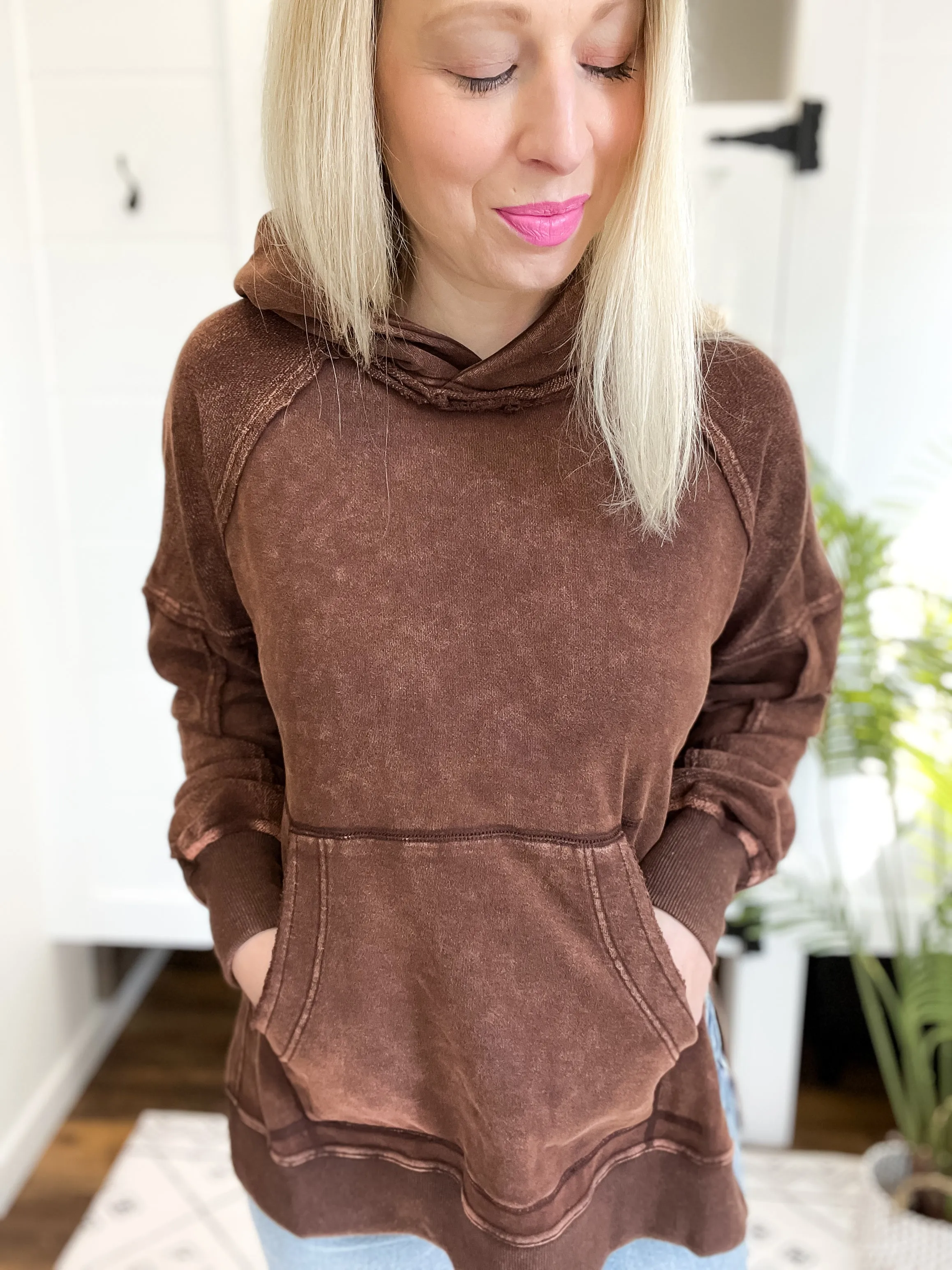 Ella Washed Hoodie: Brown