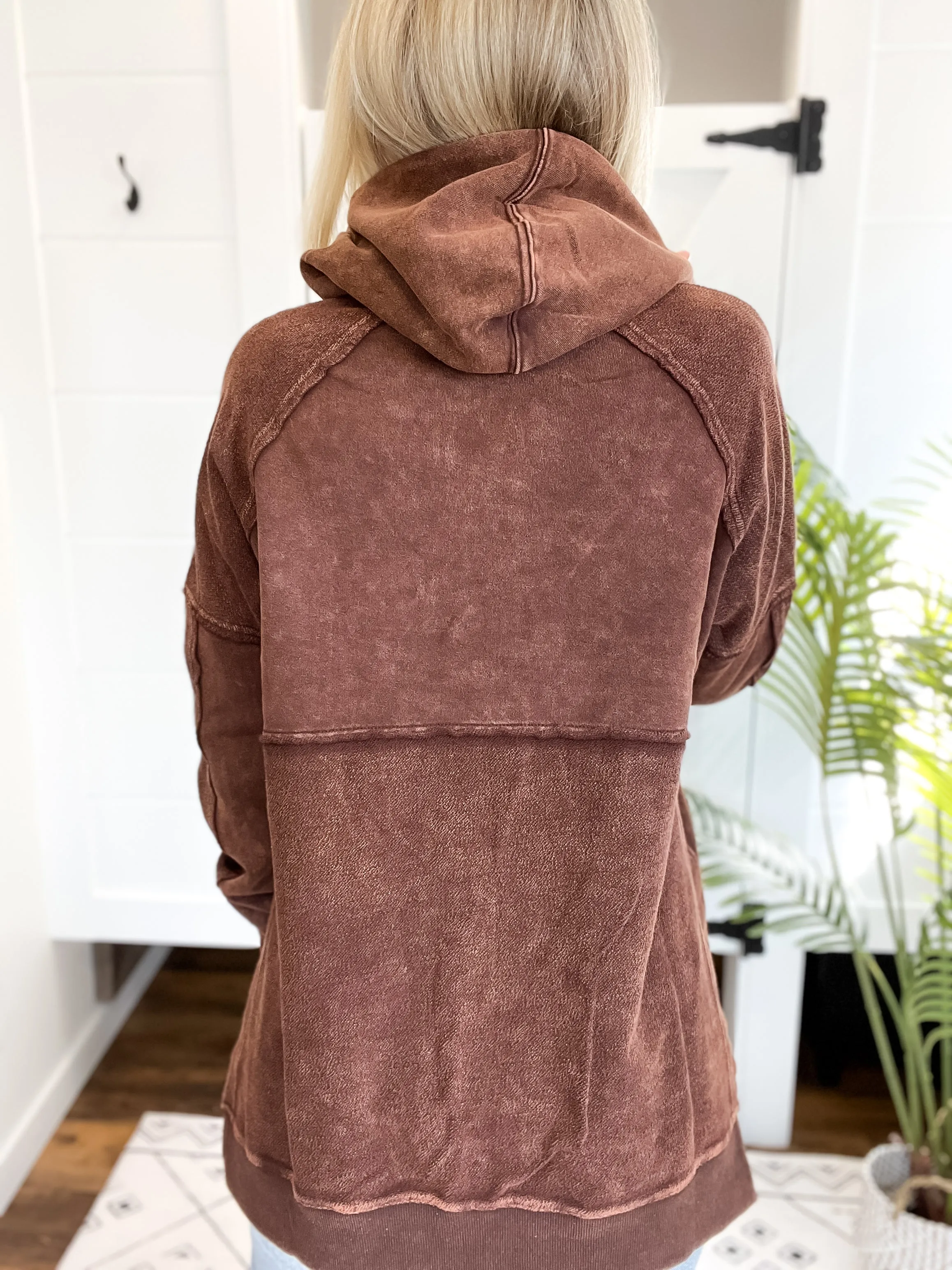 Ella Washed Hoodie: Brown