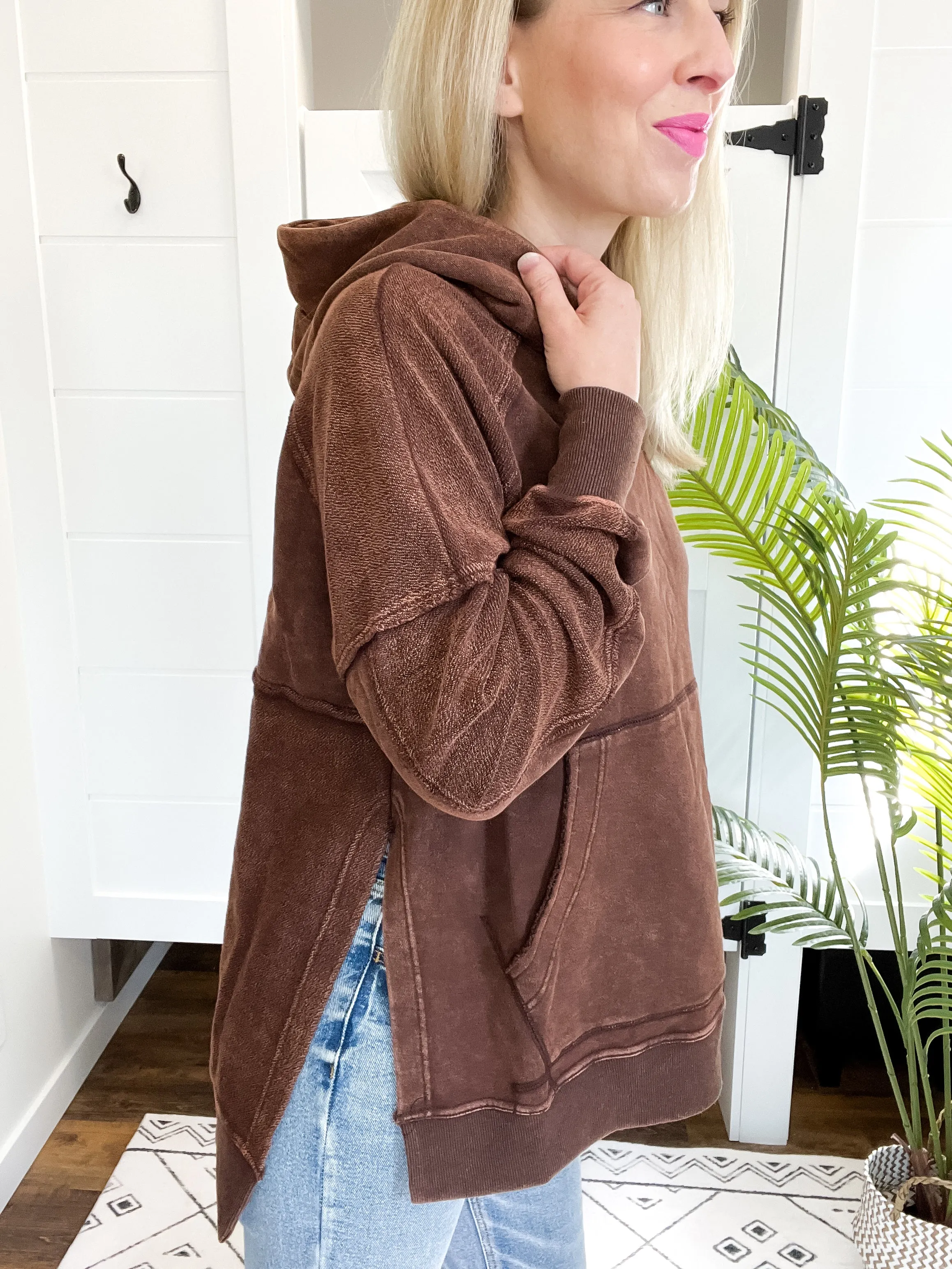 Ella Washed Hoodie: Brown