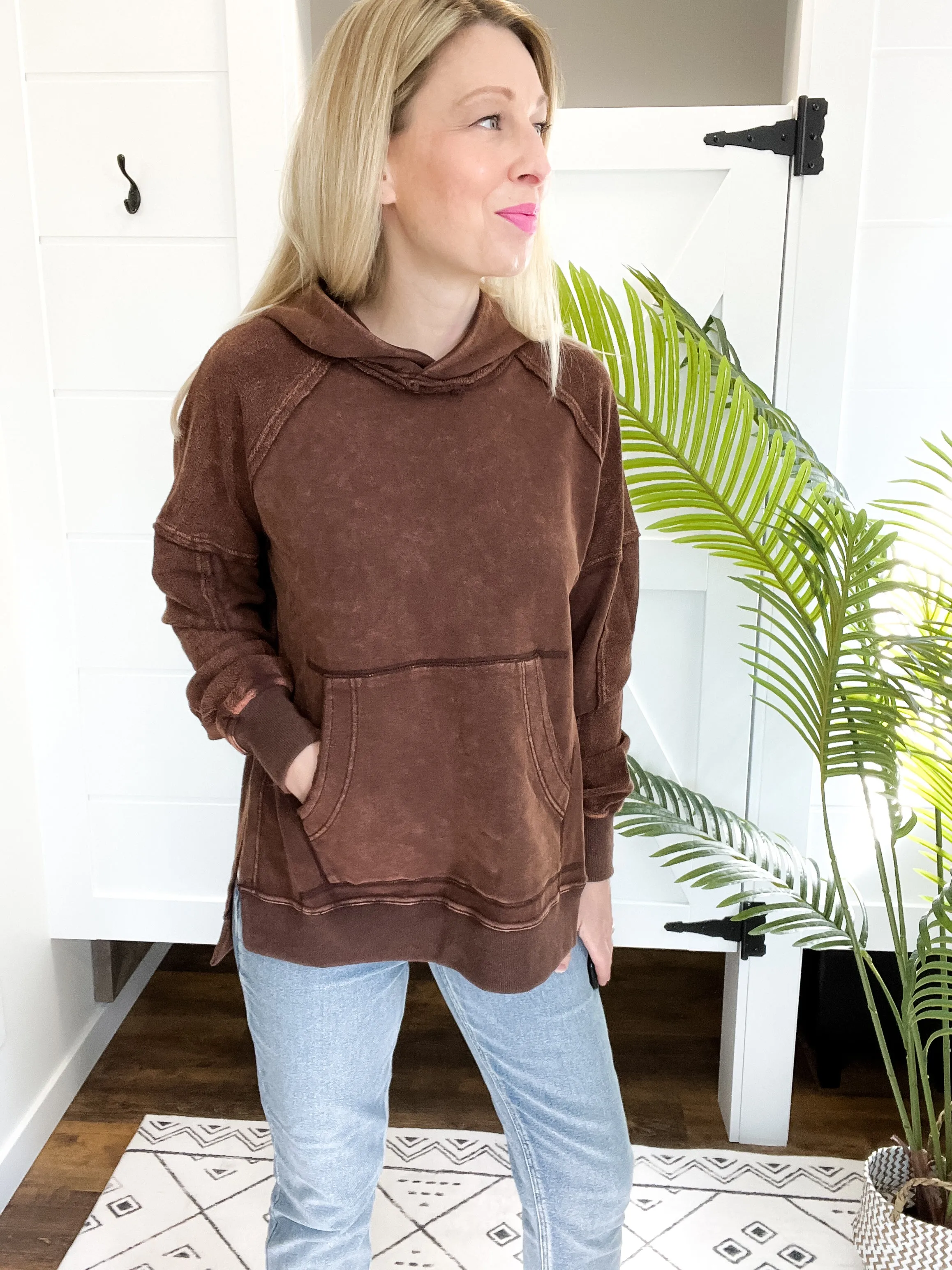 Ella Washed Hoodie: Brown