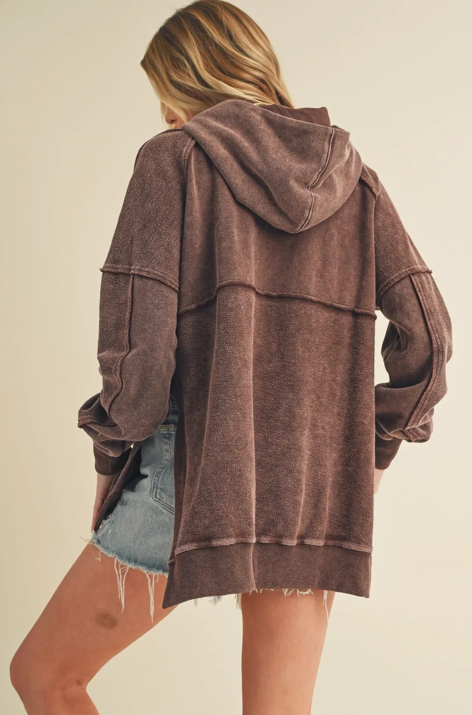 Ella Washed Hoodie: Brown