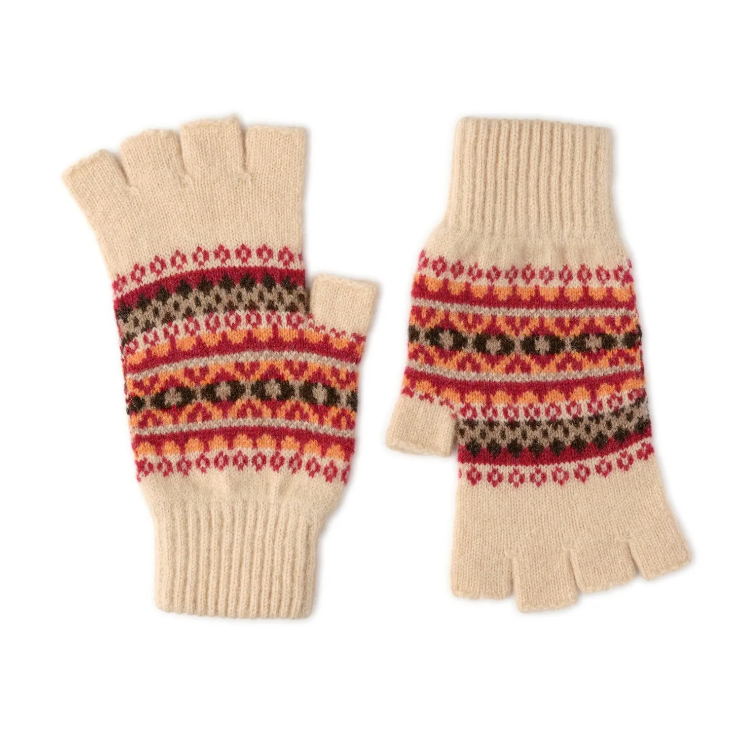 Fairisle Patterned Fingerless Gloves for Ladies | Kerse | Lomond Lambswool