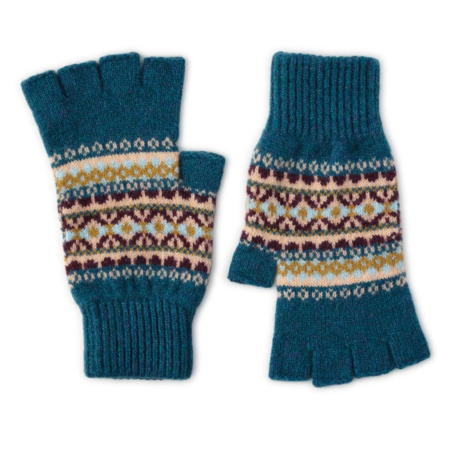 Fairisle Patterned Fingerless Gloves for Ladies | Kerse | Lomond Lambswool