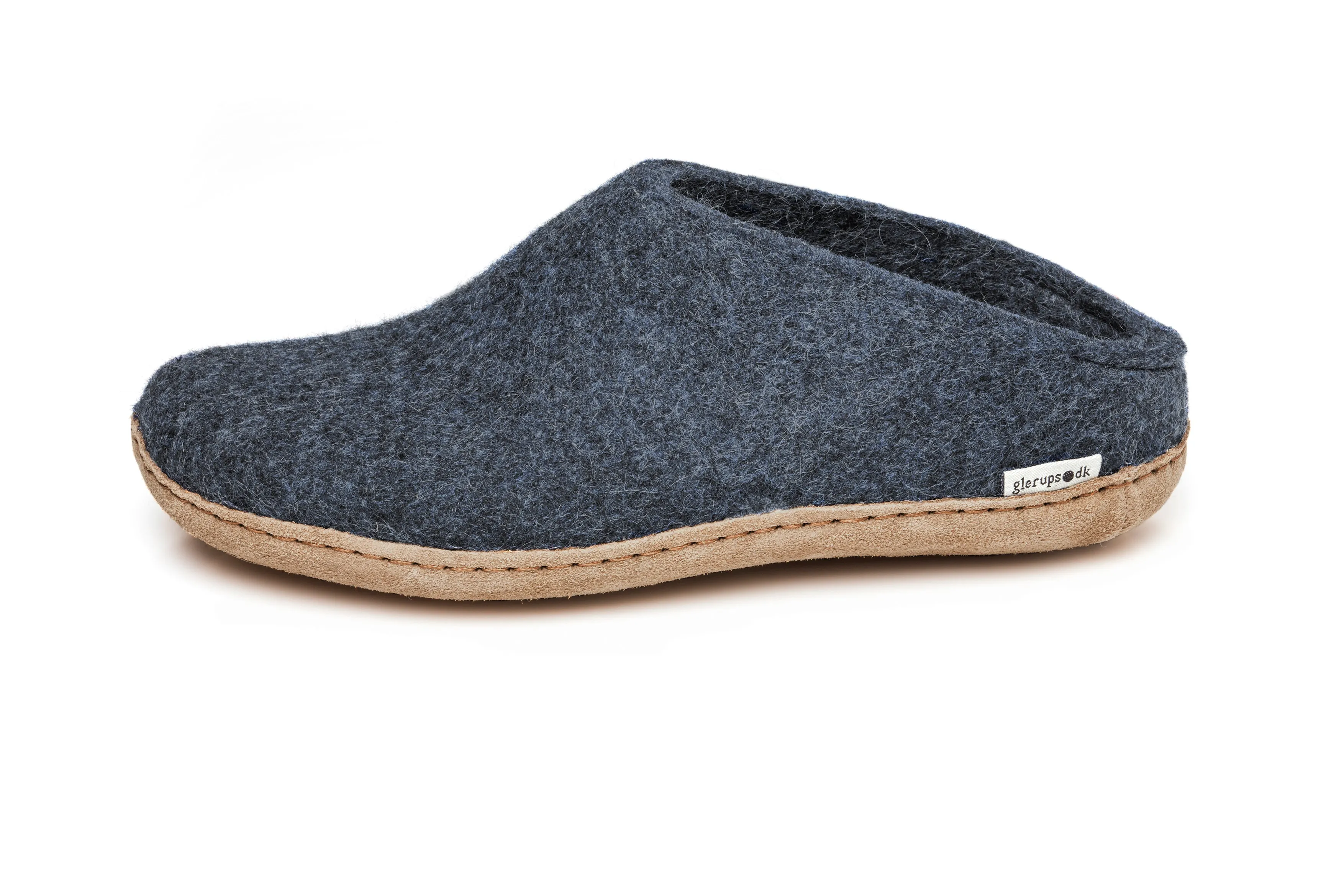 Glerups Unisex Slippers - Leather Soles - Denim