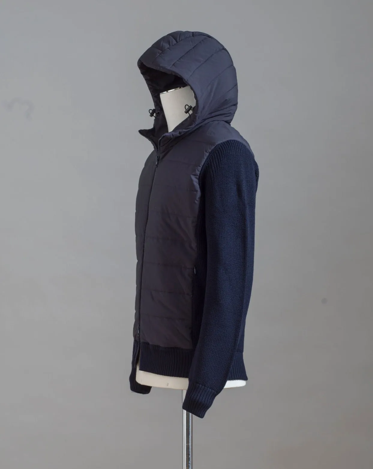 Gran Sasso Rain Wool Hooded Knit Jacket / Navy