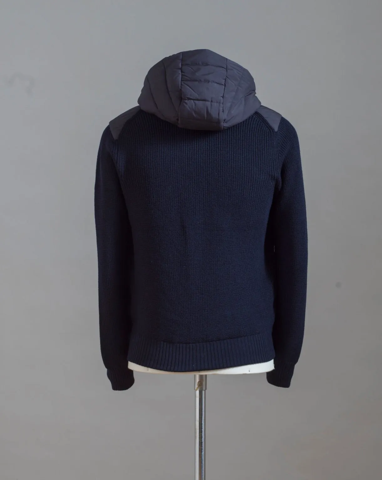 Gran Sasso Rain Wool Hooded Knit Jacket / Navy