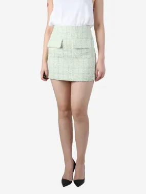 Green tweed front-pocket detail mini skirt - size FR 36