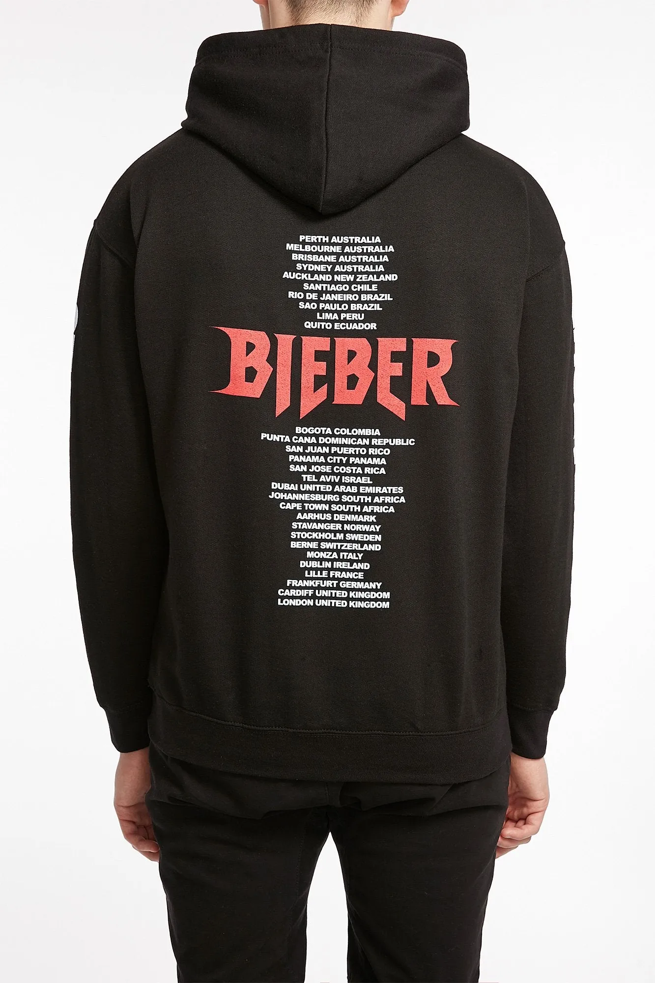 Guys Black Bieber Stadium Tour Hoodie