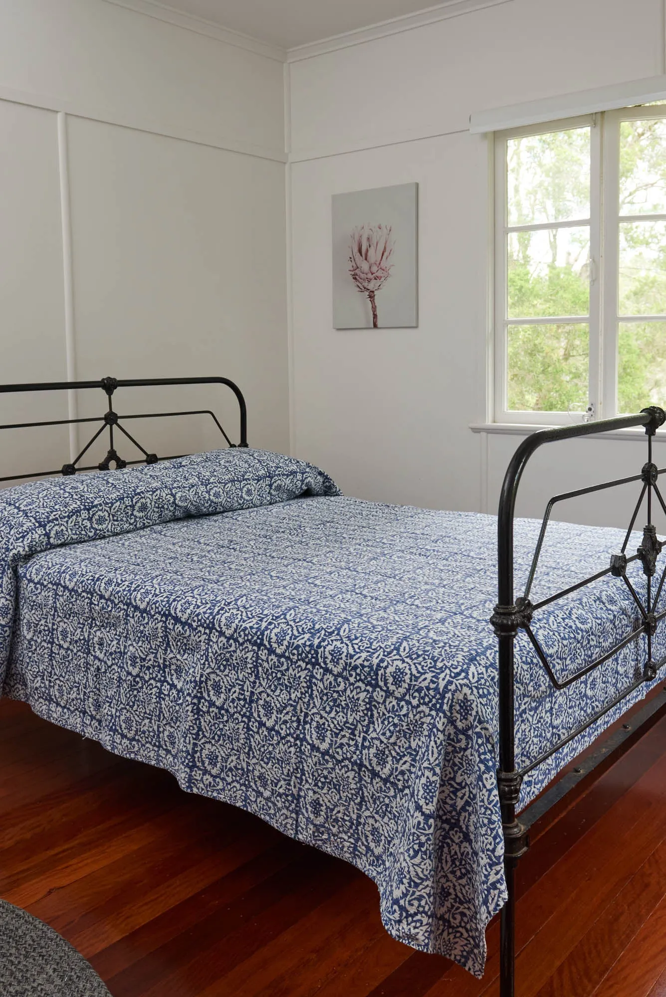 Kantha Quilt French Navy Garden