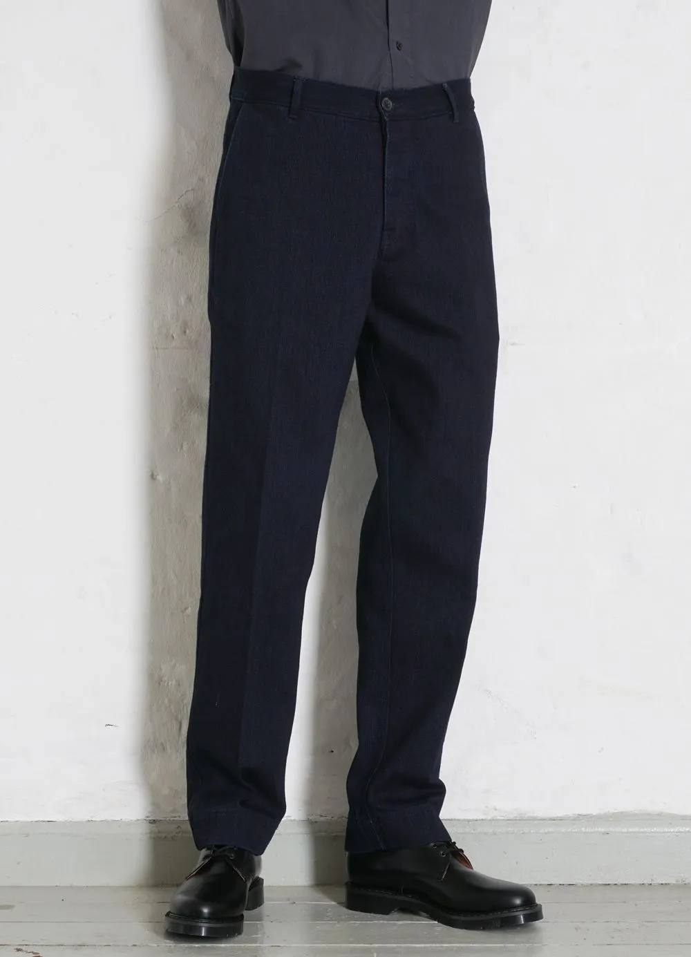 KEN | Wide Cut Work Trousers | Black Indigo