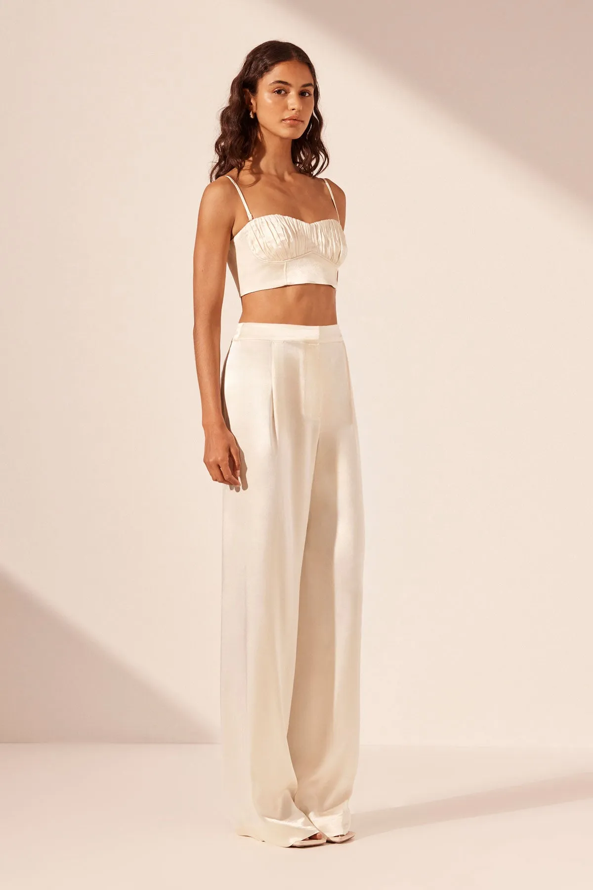 LA LUNE MID RISE STRAIGHT LEG PANT - CREAM