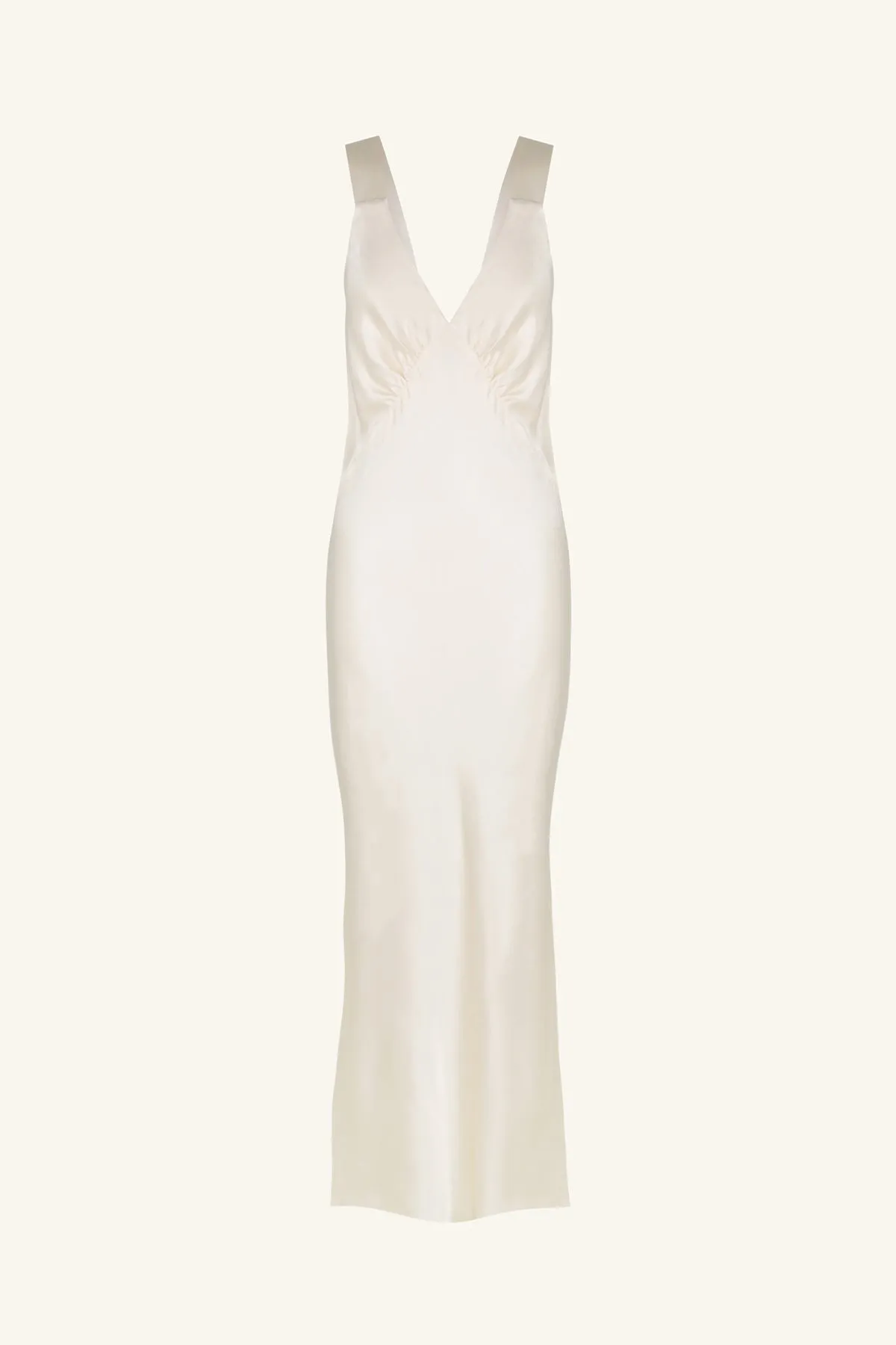 LA LUNE PLUNGED MIDI DRESS - CREAM