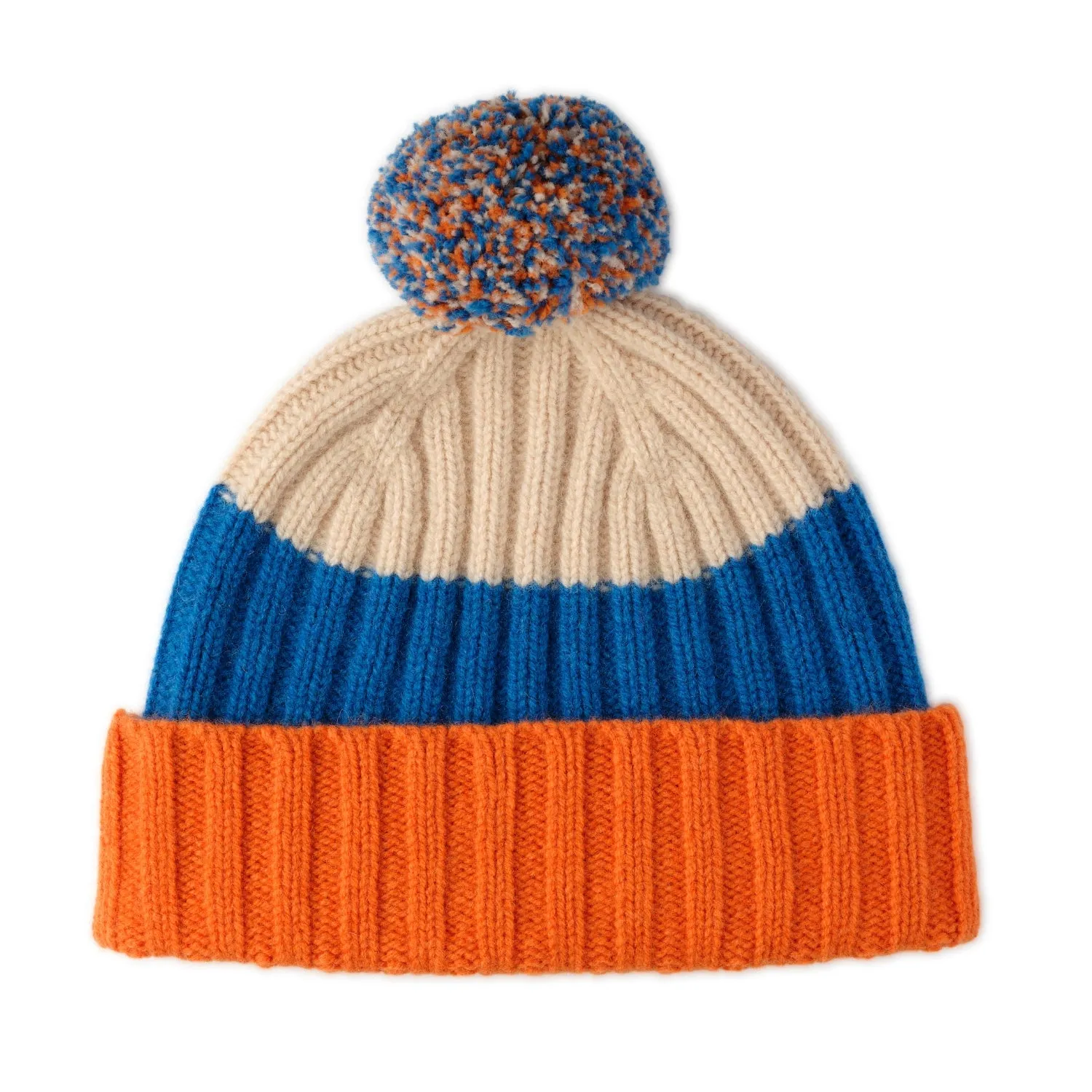 Ladies Chunky Knit Pom Pom Hat and Mitten Set | Gala | Lomond Lambswool | Orange