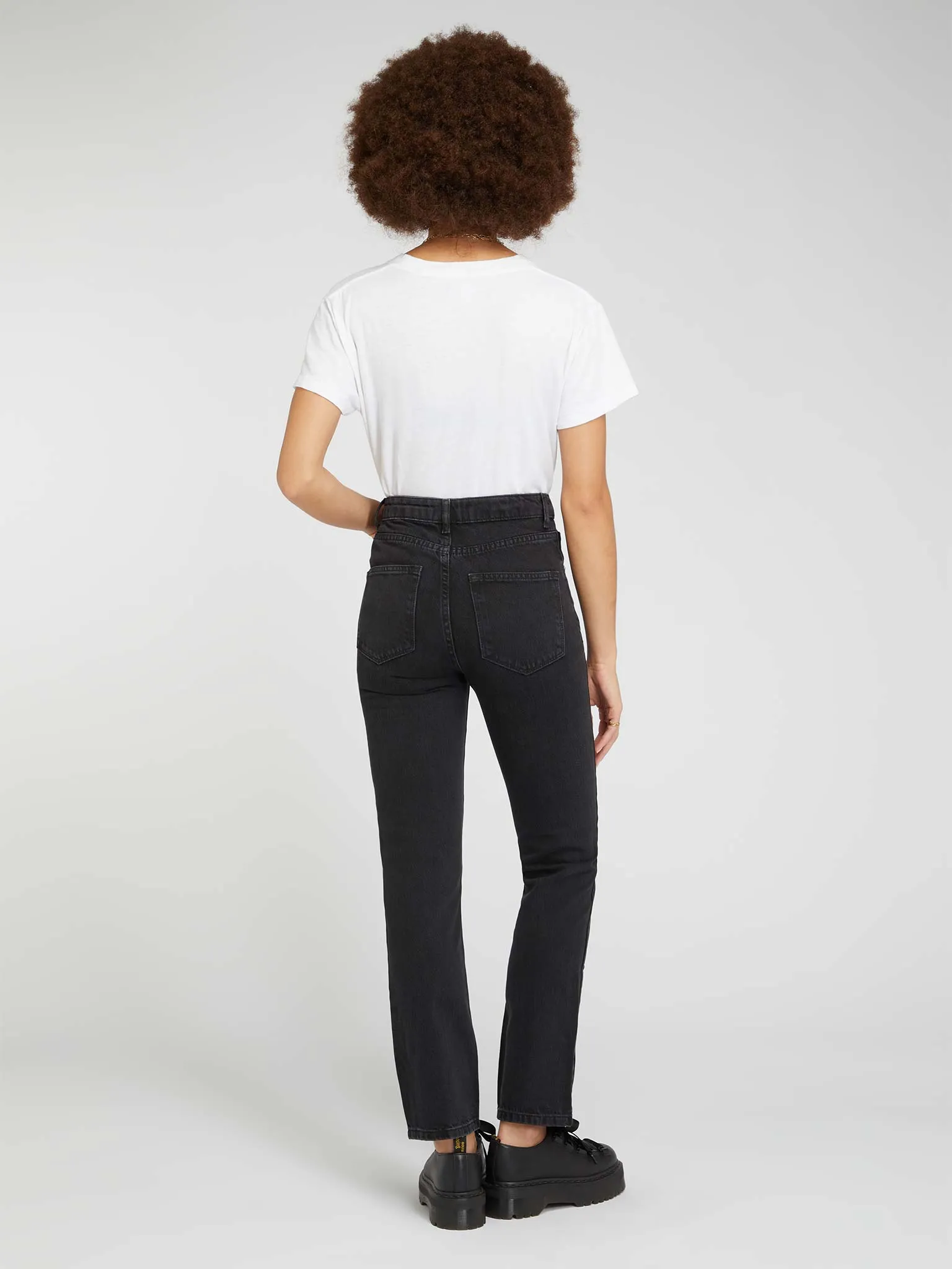 Marta High Rise Straight Jeans in Black