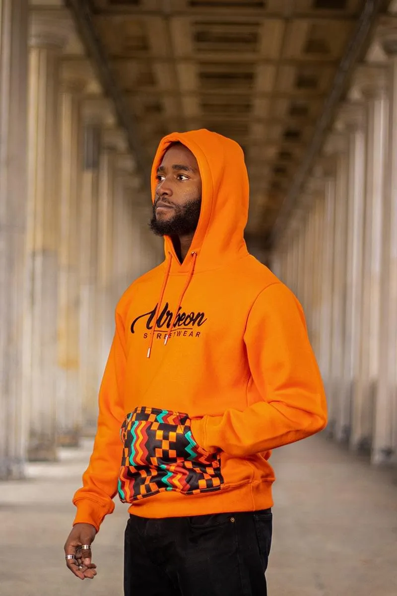 Men Kente Hoodie in Sunflower Orange