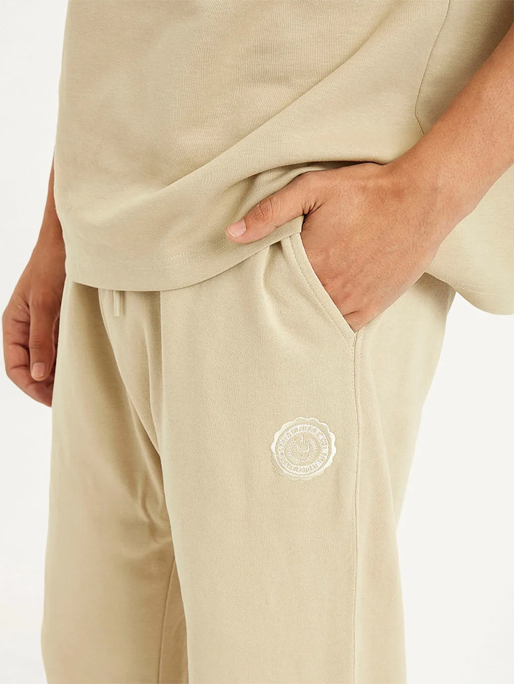 Men's Beige Regular Fit Joggers