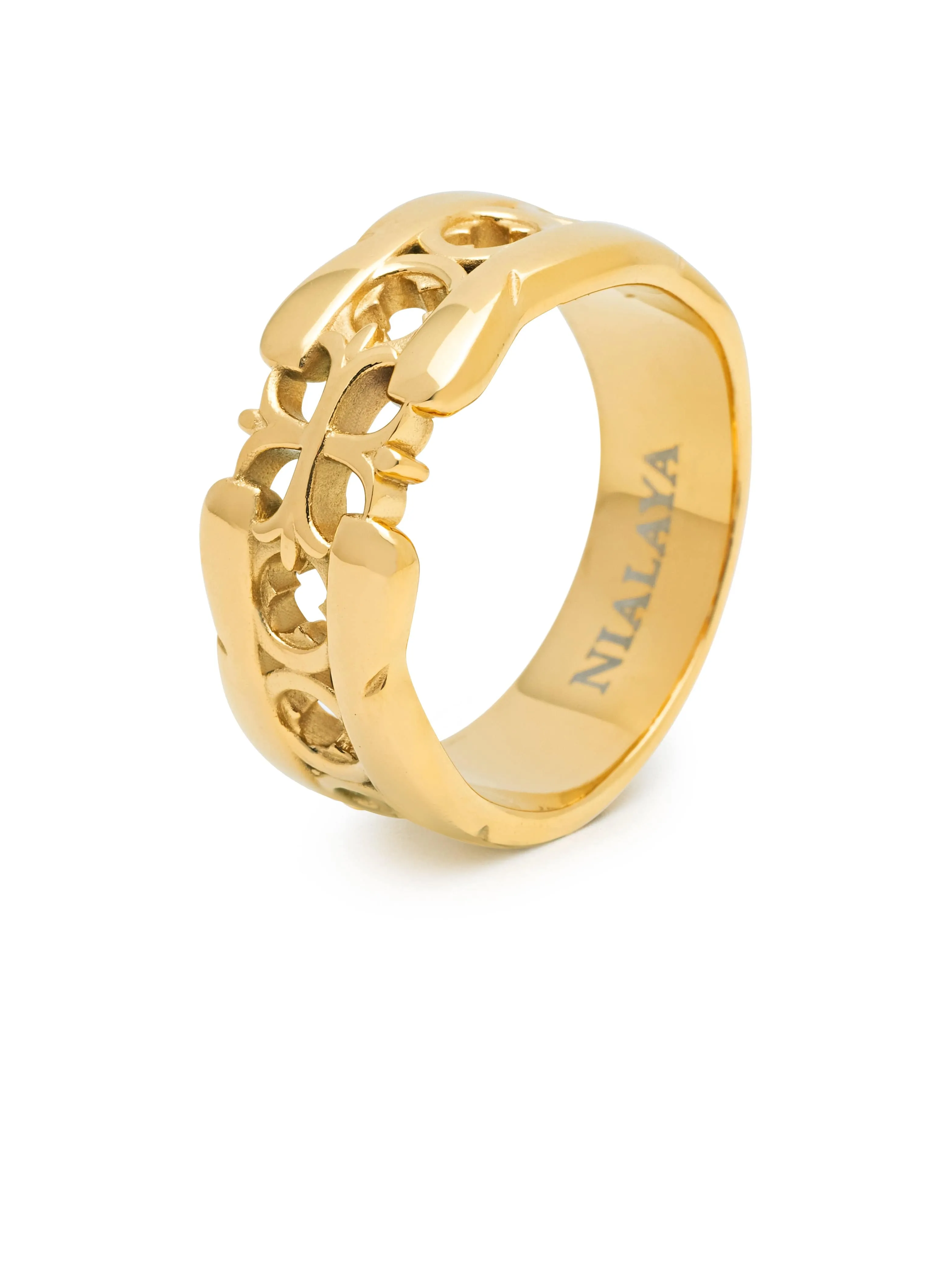 Men's Cross Band Ring with Gold Plating