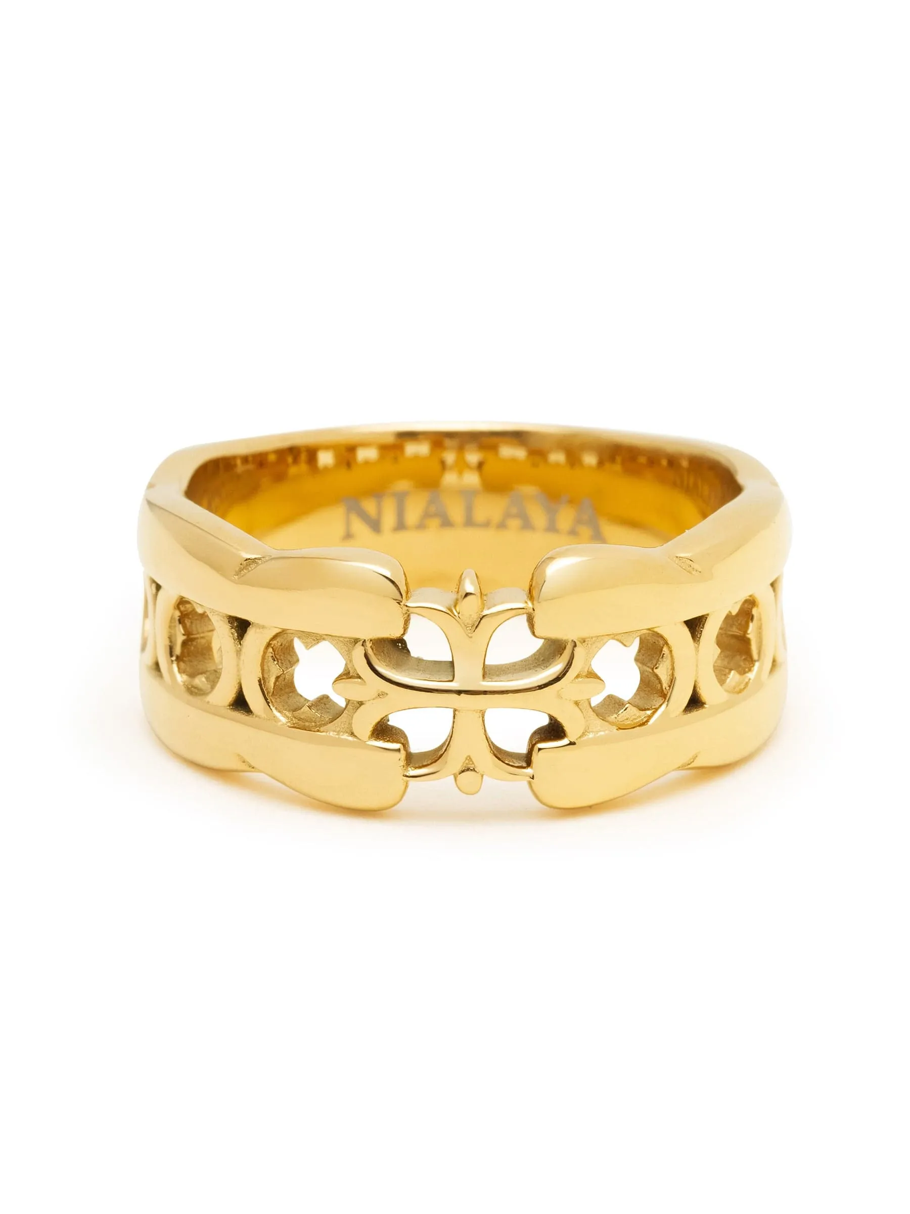 Men's Cross Band Ring with Gold Plating