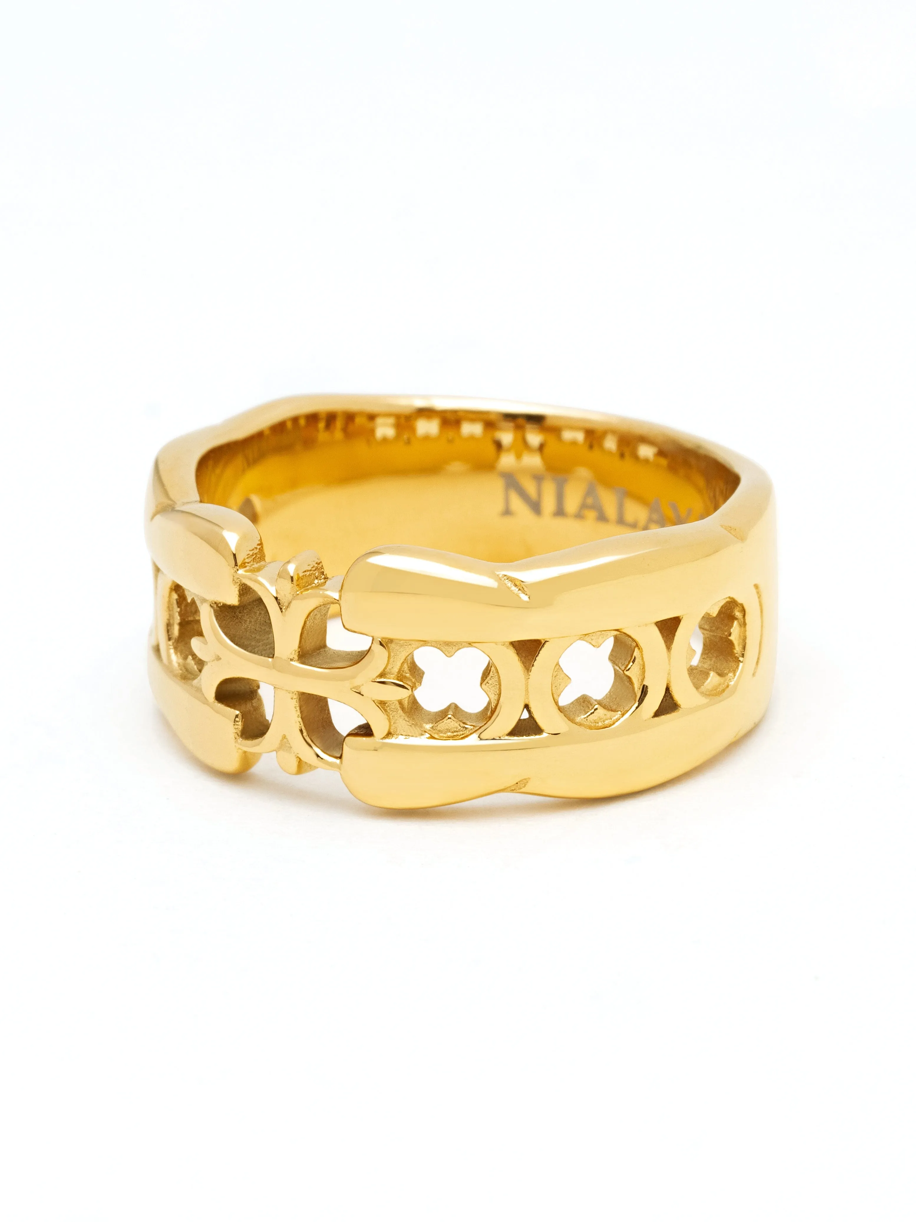 Men's Cross Band Ring with Gold Plating