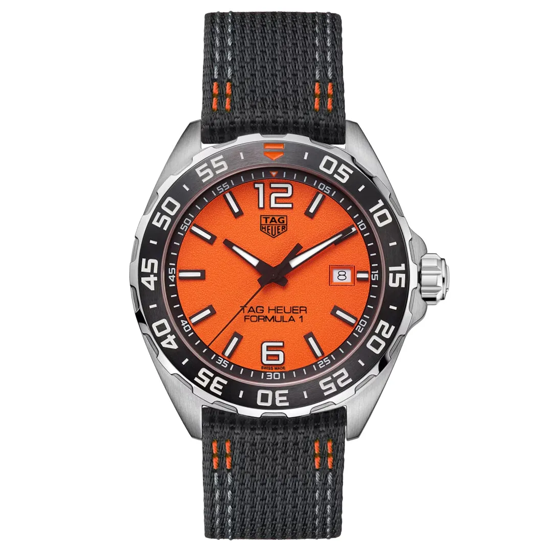 Pre-owned Tag Heuer 200M Formula 1 Orange Dial Quartz Watch 43MM WAZ1010A.FC8305