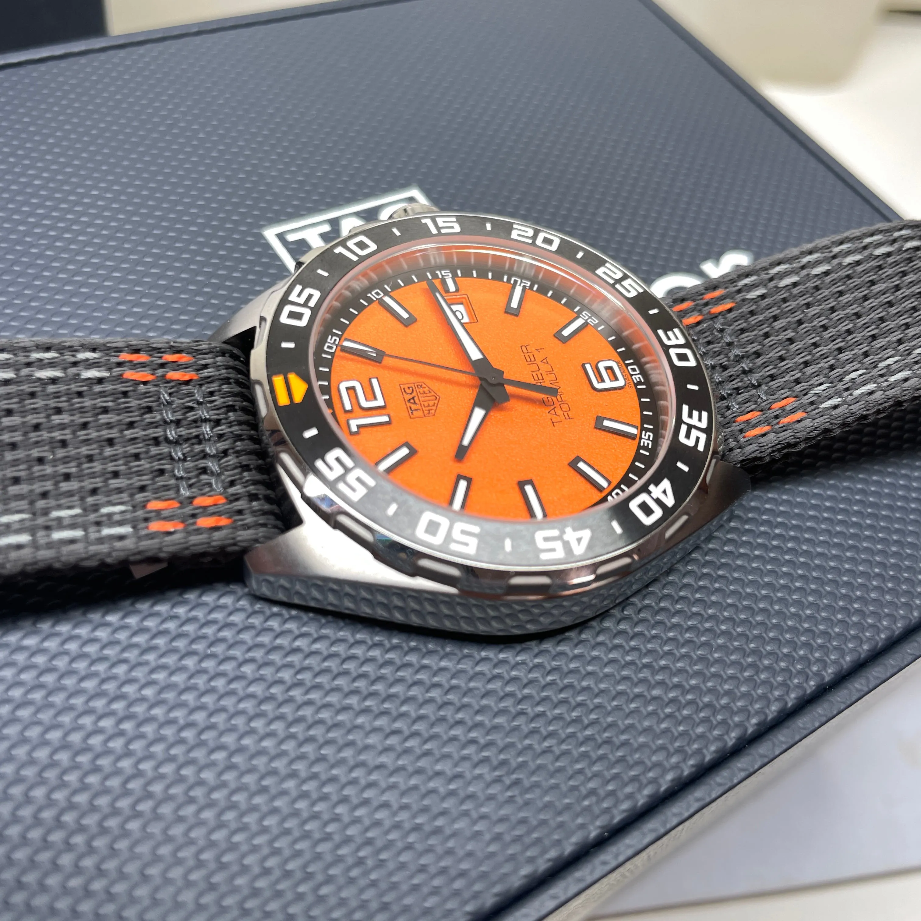 Pre-owned Tag Heuer 200M Formula 1 Orange Dial Quartz Watch 43MM WAZ1010A.FC8305