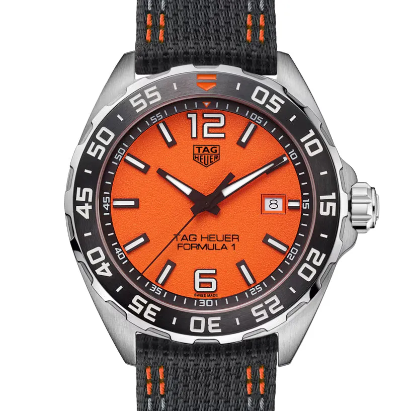 Pre-owned Tag Heuer 200M Formula 1 Orange Dial Quartz Watch 43MM WAZ1010A.FC8305