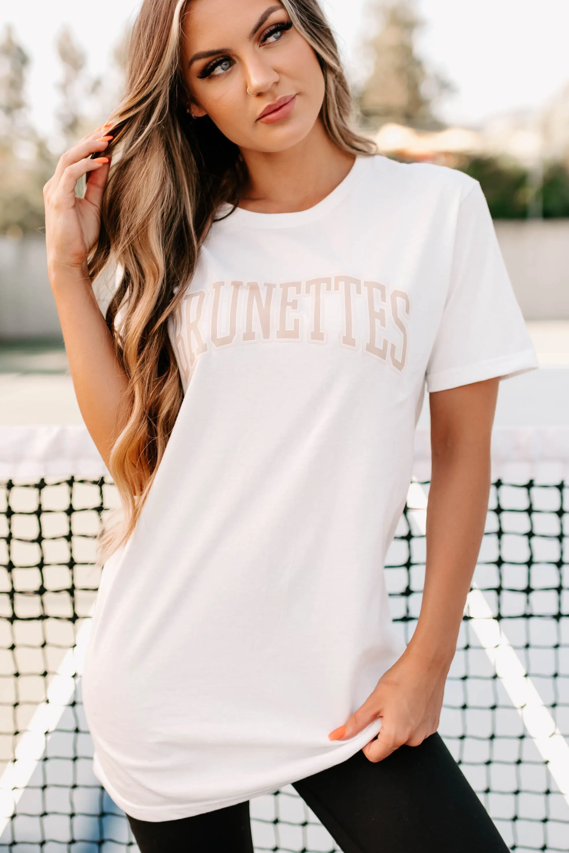 "Brunettes" Graphic - Multiple Shirt Options (White/Taupe) - Print On Demand