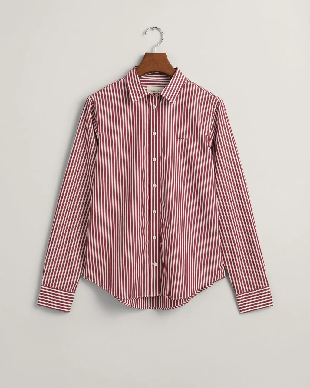 Regular Fit Striped Poplin Shirt-Plumped Red