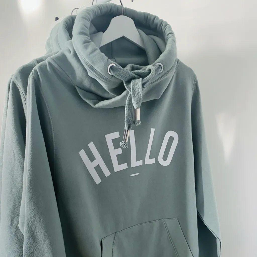 Sage Hello Cowl Neck Hoodie