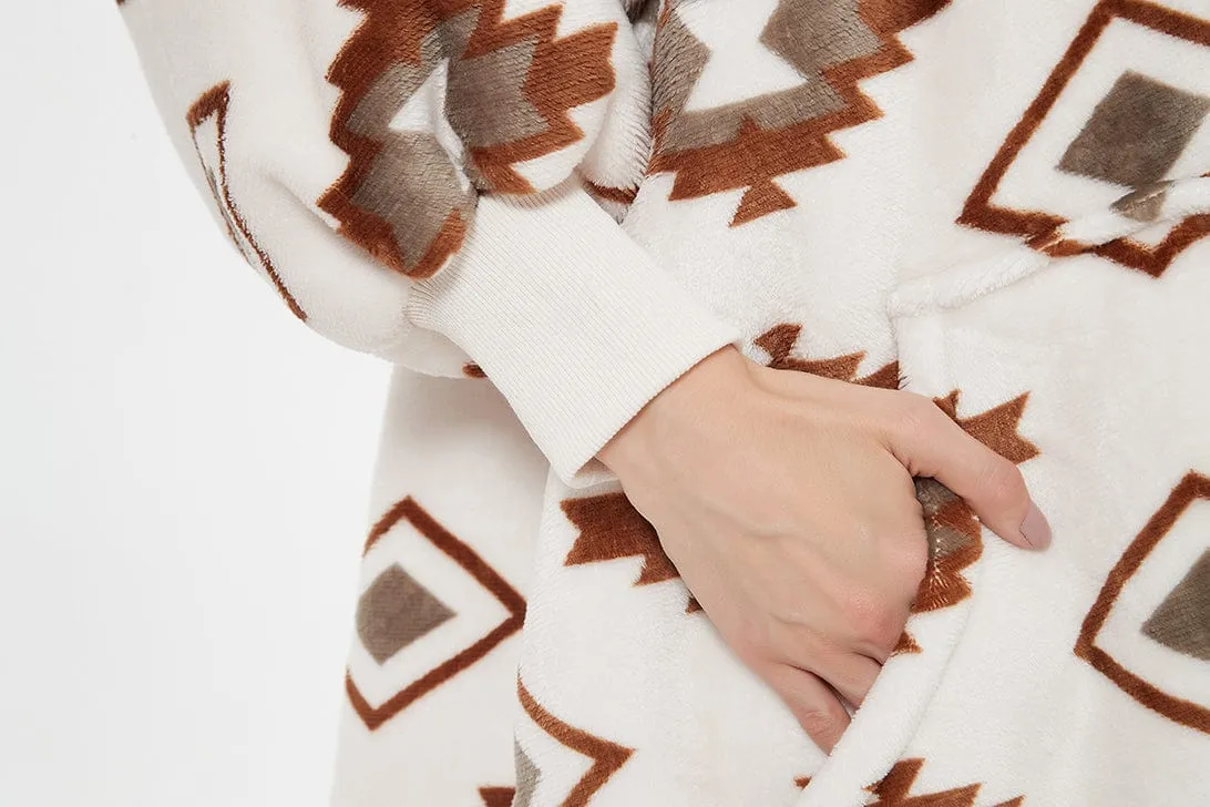 Snuggly™ Oversized Rhomboid Pattern Blanket Hoodie