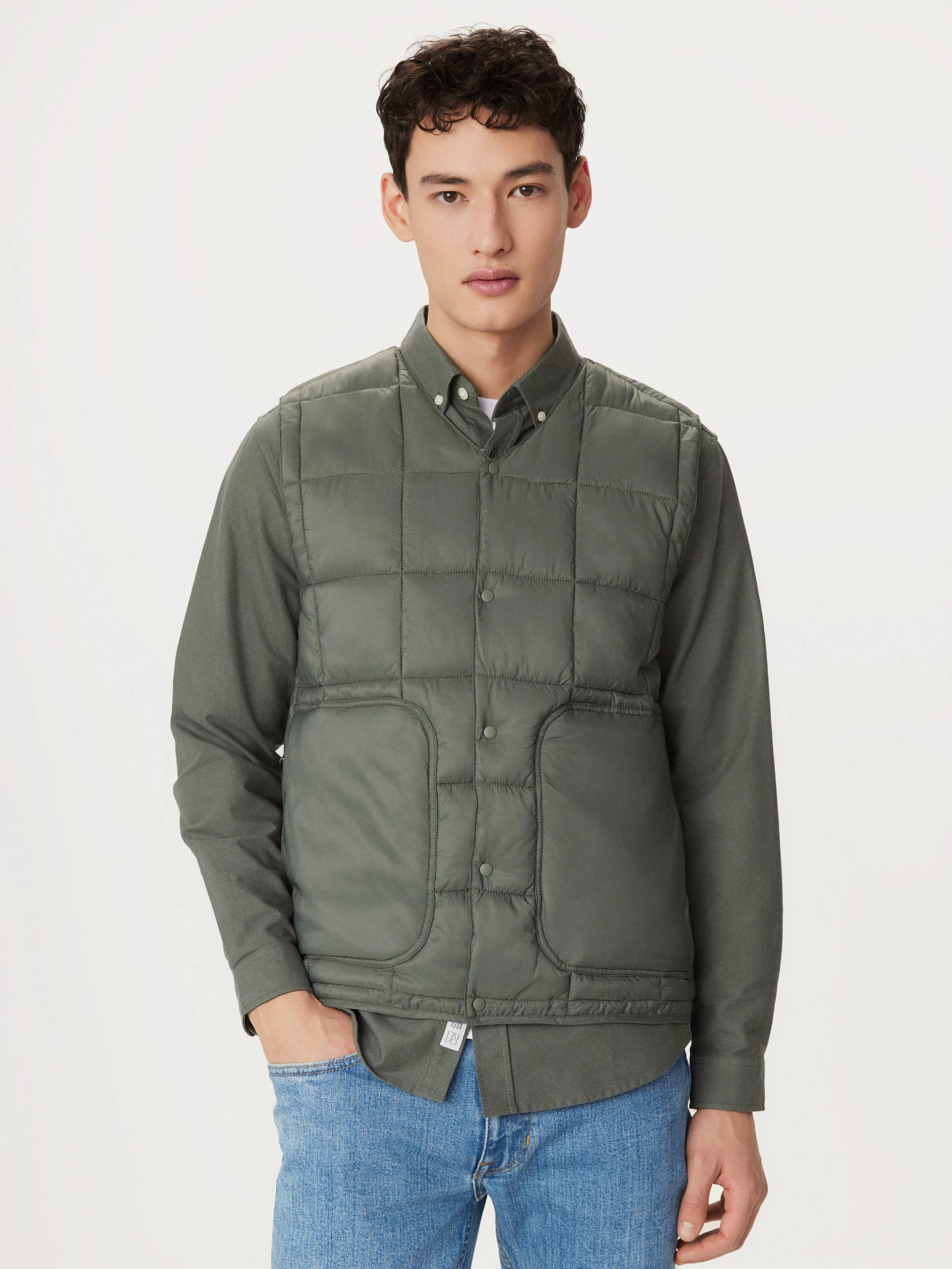 The Aero Quilted Vest in Boreal Green