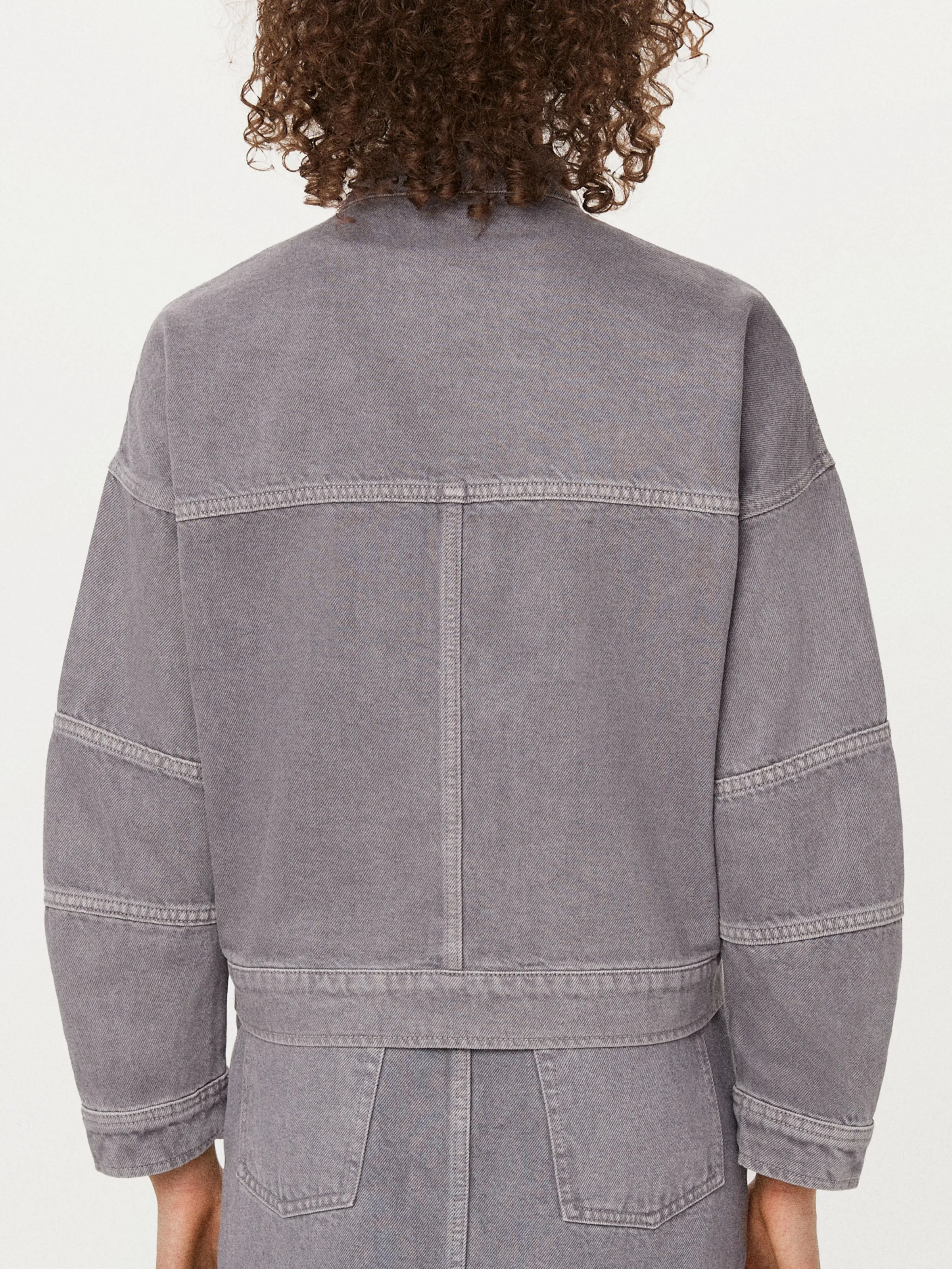 The Biker Denim Jacket in Light Grey