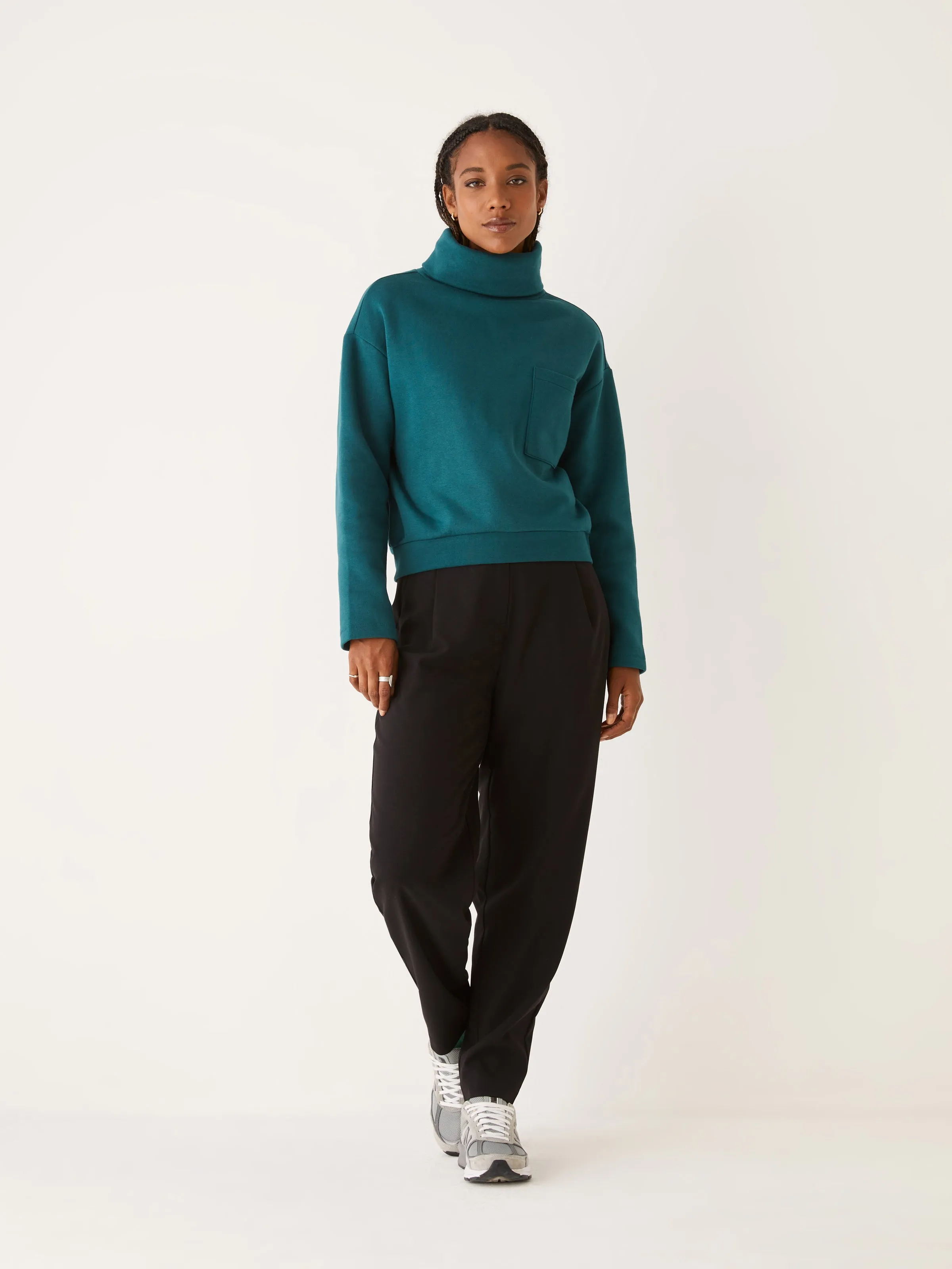 The Fleece Turtleneck in Deep Teal