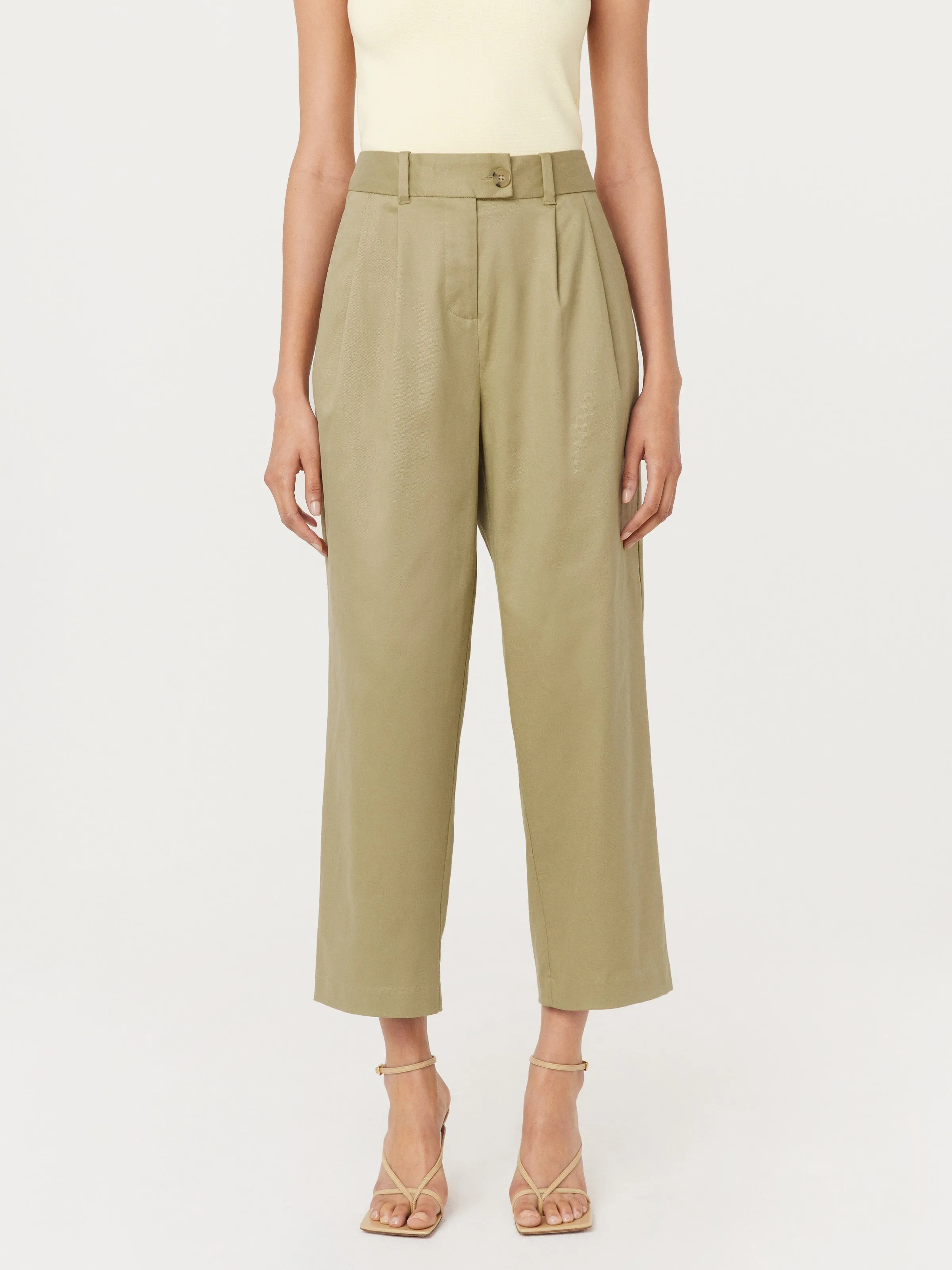 The Mia Wide Balloon Pant in Green Beige