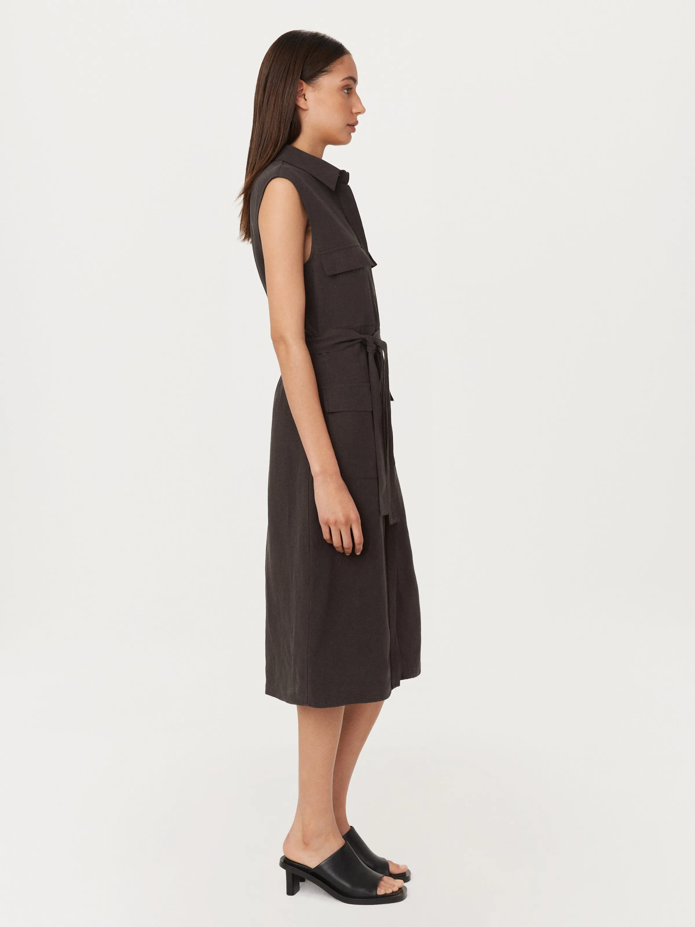 The Pocket Shirt Dress in Dark Chocolate