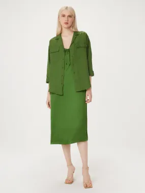 The Sheer Blouse in Military Green