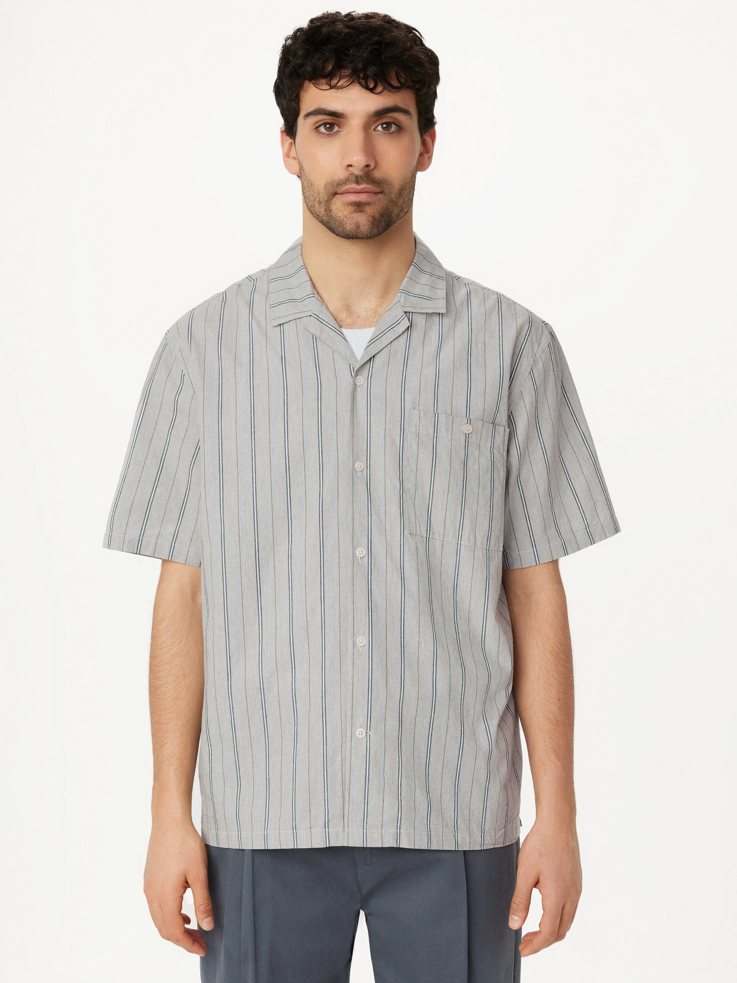 The Striped Camp Collar Shirt in Agave