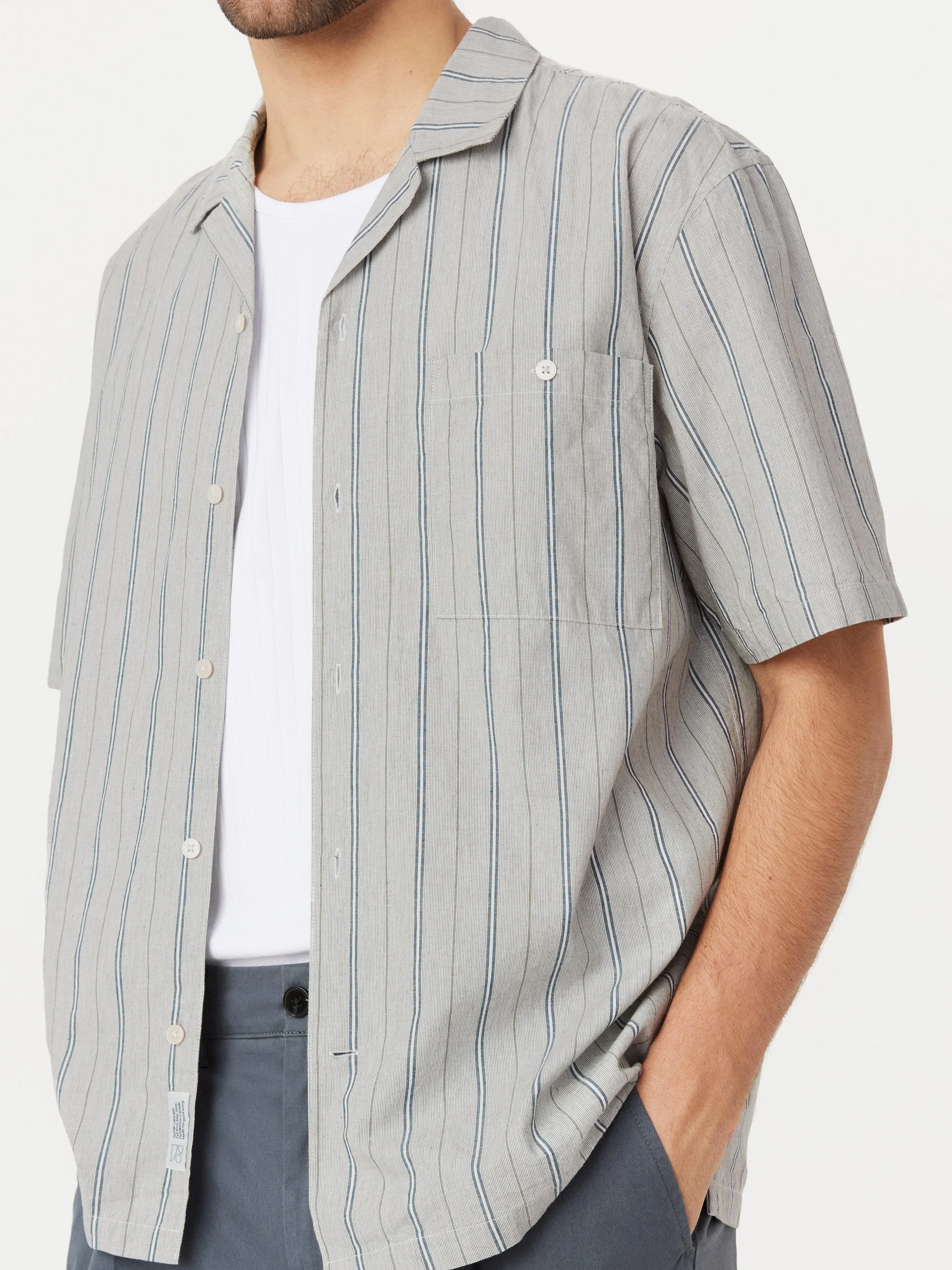 The Striped Camp Collar Shirt in Agave