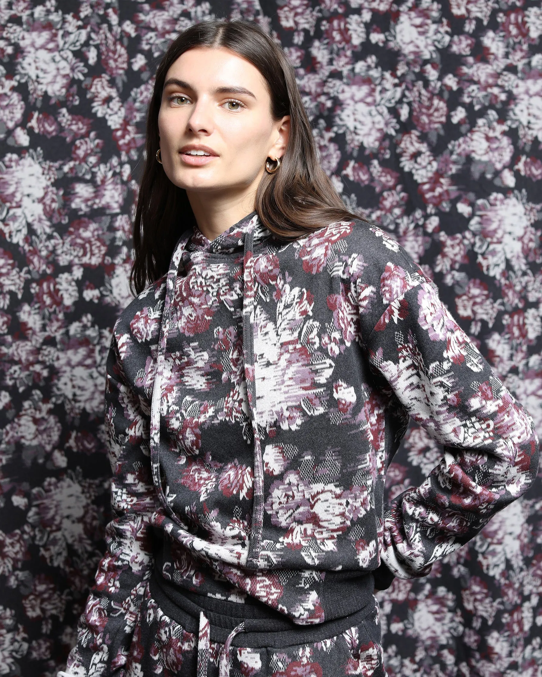 Women's Floral Glitch Hyper Reality Knit Hoodie