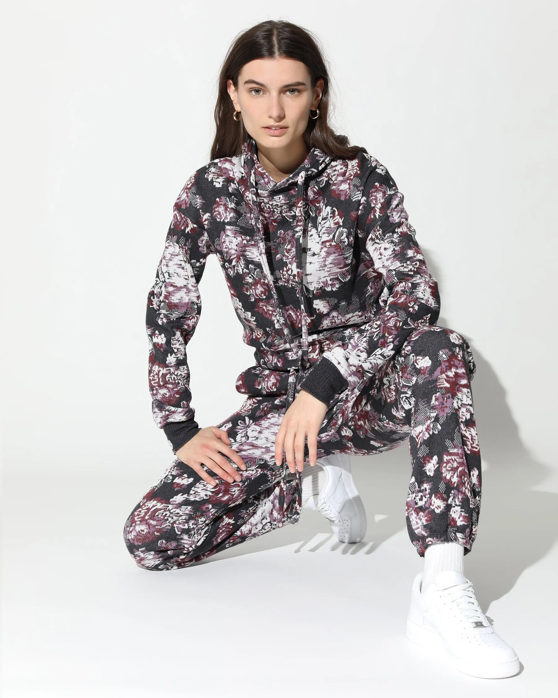 Women's Floral Glitch Hyper Reality Knit Hoodie